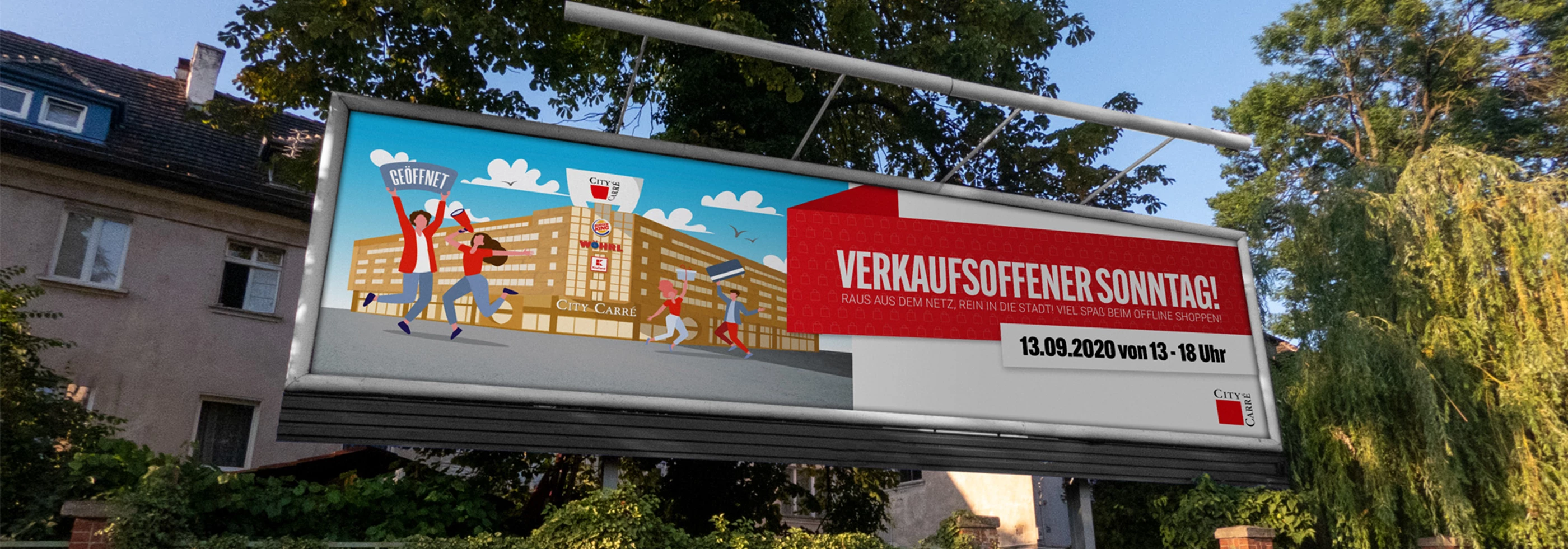 Werbebanner/Plakat für verkaufoffenen Sonntag